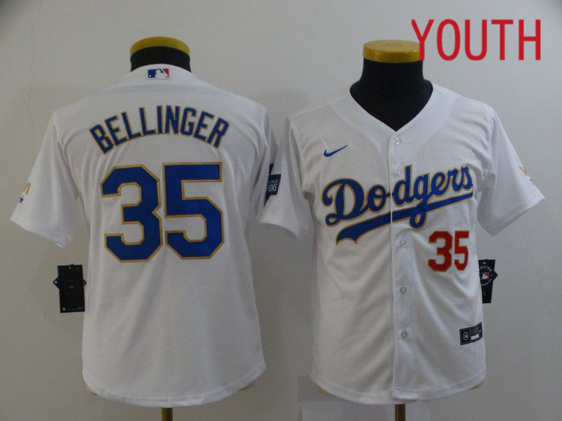 Youth Los Angeles Dodgers #35 Bellinger White Game 2021 Nike MLB Jersey->youth mlb jersey->Youth Jersey